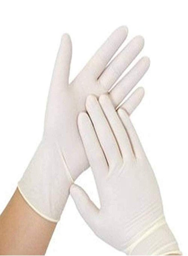 COWOX Latex Disposable, Work Gloves Soft Industrial Powdered Rubber for Cleaning and multiple uses (Large, 100) || White - Image 1